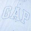 【GAP】男女同款 Logo純棉翻領長袖襯衫-藍色(461250)