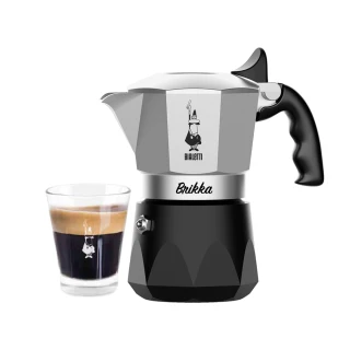 【Bialetti 比亞樂堤】極厚鑽石加壓摩卡壺BRIKKA-公司貨2杯份-銀(crema醇香/咖啡機/原廠保固2年)