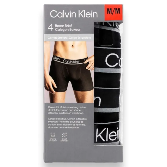 【Calvin Klein 凱文克萊】4件組 CK 彈性棉質男生內褲 黑色組 新款包裝(CK 內褲 CK內褲 CK男生內褲)
