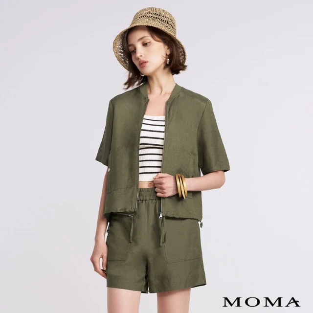 【MOMA】自然棉麻｜率性棉麻外套(墨綠色)