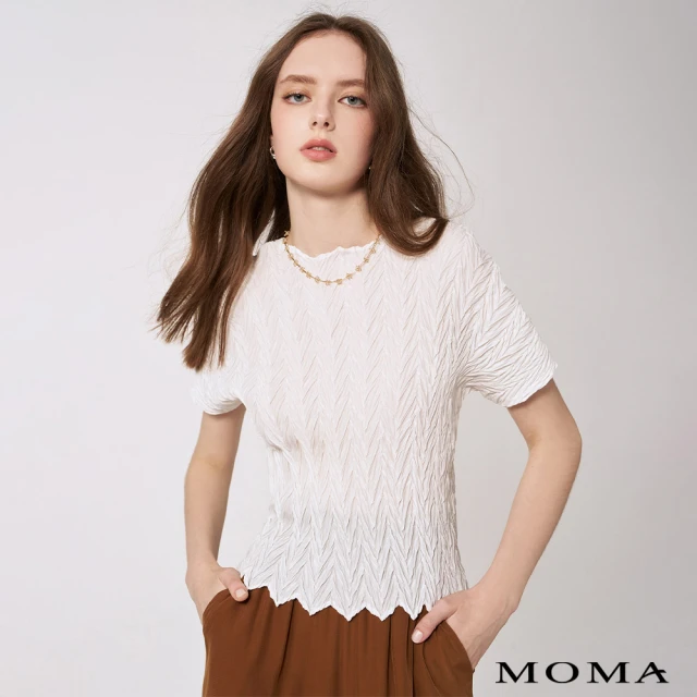 【MOMA】知性V字壓褶上衣(白色)