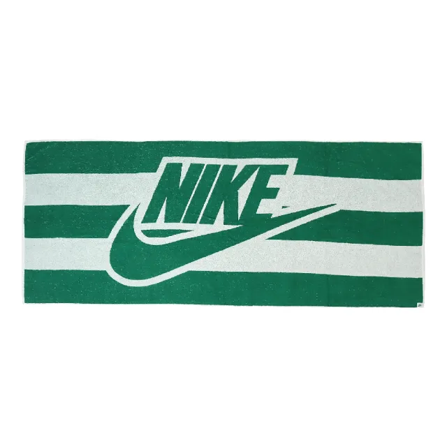 【NIKE 耐吉】海灘毛巾 Club Pool Towel 綠 白 條紋 純棉 吸水 運動毛巾 毛巾(N101112311-9OS)