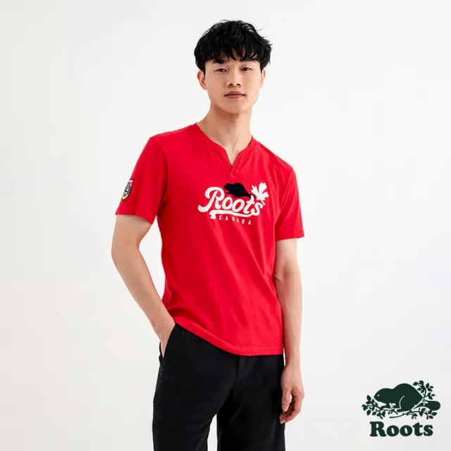 【Roots】Roots 男裝- ROOTS CANADA修身短袖T恤(紅色)