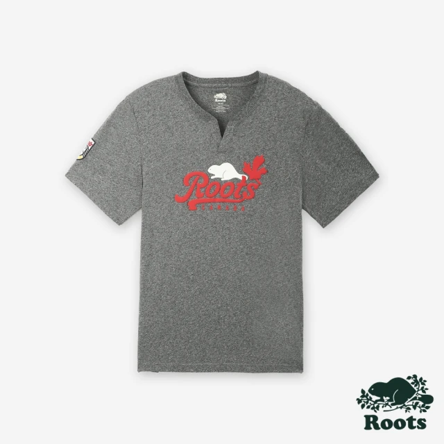 【Roots】Roots 男裝- ROOTS CANADA修身短袖T恤(灰色)