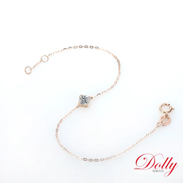 【DOLLY】0.30克拉 輕珠寶18K玫瑰金完美車工鑽石手鍊(002)
