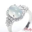 【DOLLY】18K金 緬甸高冰種A貨白翡鑽石戒指(003)
