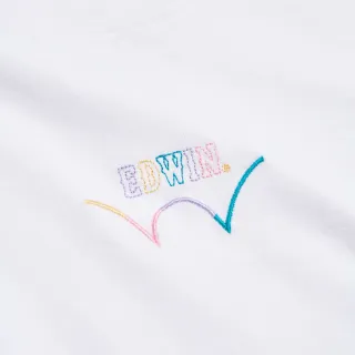 【EDWIN】女裝 彩色印花寬版短袖T恤(白色)