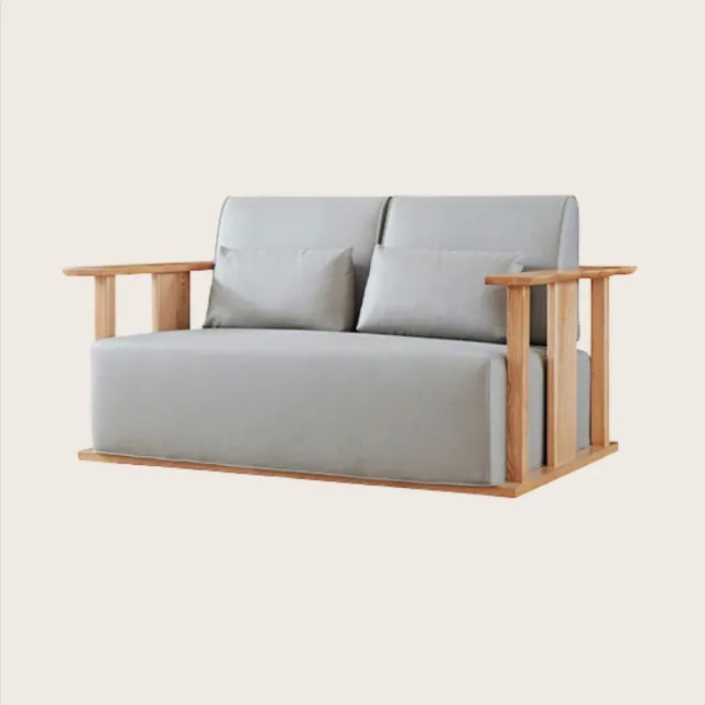 【橙家居·家具】/預購/侘寂系列實木軟包雙人沙發 W1803-B(售完採預購 木框沙發 軟墊沙發 雙人位)