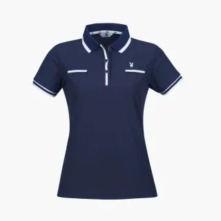 【PLAYBOY GOLF】女款素面休閒短袖POLO衫-深藍(吸濕排汗/抗UV/高爾夫球衫/KA23102-58)