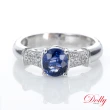 【DOLLY】1克拉 無燒皇家藍色藍寶石18K金鑽石戒指(013)