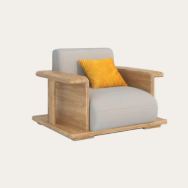 橙家居·家具 /預購/侘寂系列實木單人軟包沙發 SSX-W6