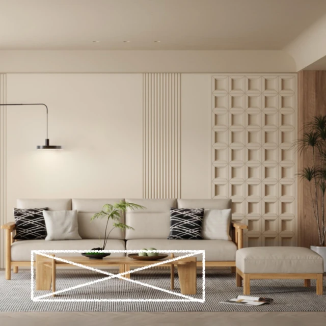 文創集 多優柚木色亞麻布L型實木沙發椅(四人座＋椅凳組合)優