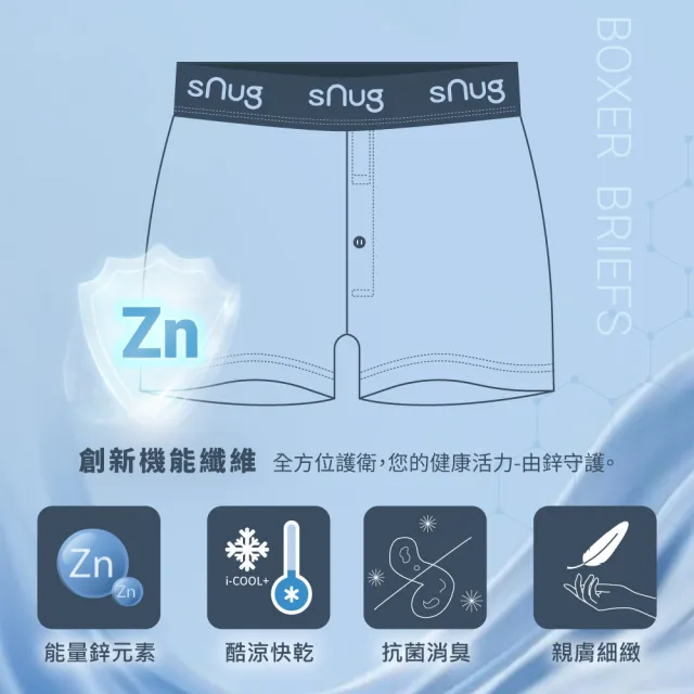 【sNug 給足呵護】sNugPro鋅元素健康內褲-沉靜藍(能量鋅元素/酷涼快乾/抗菌消臭/耐穿舒適/台灣製)