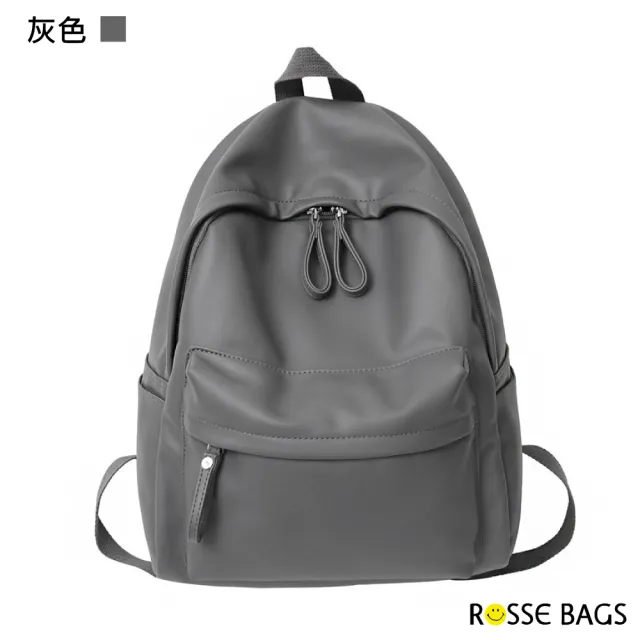 【Rosse Bags】日韓系原宿風中性男女款純色雙肩背包(現+預  黑色／米色／白色／灰色)