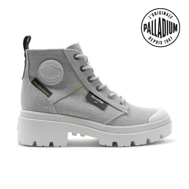 Palladium PALLABASE WASHED有機棉拉鍊帆布靴/休閒鞋-女鞋-石灰(99120-056)