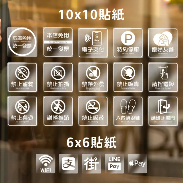 【ARRYN HOUSE】2入 商業用磨砂告示貼 ER0512(警示標語 商用標示貼)