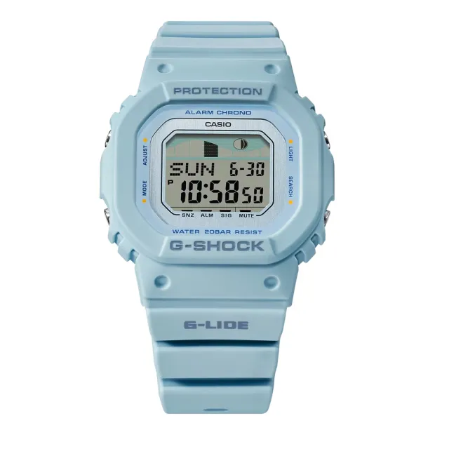 【CASIO 卡西歐】G-SHOCK 纖薄精巧 衝浪運動 潮汐顯示 海洋水藍 GLX-S5600-2_40.5mm