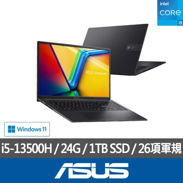 ASUS 華碩 特仕版 17.3吋輕薄筆電(Vivobook 17X/K3704VA/i5-13500H/8G+16G/改裝1TB SSD/Win11)