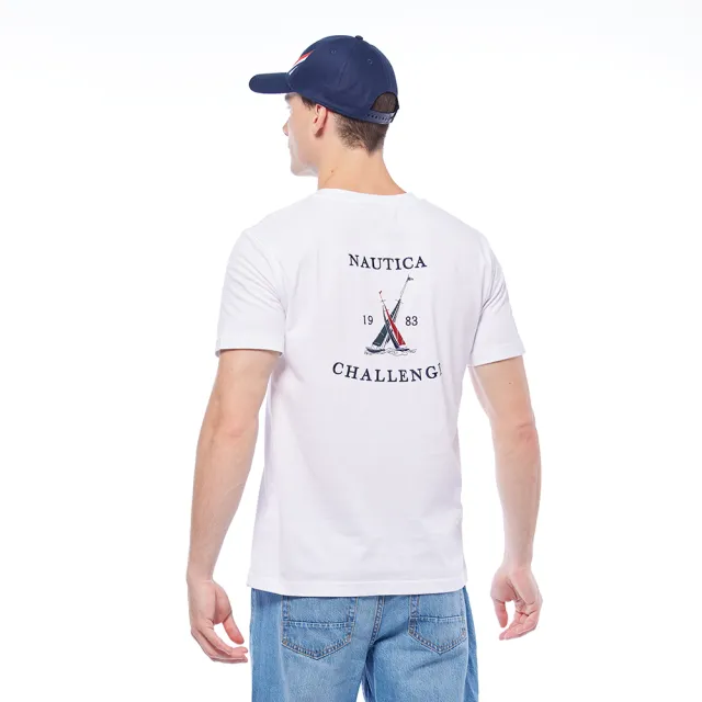 【NAUTICA】男裝 時尚LOGO帆船刺繡短袖T恤(白色)