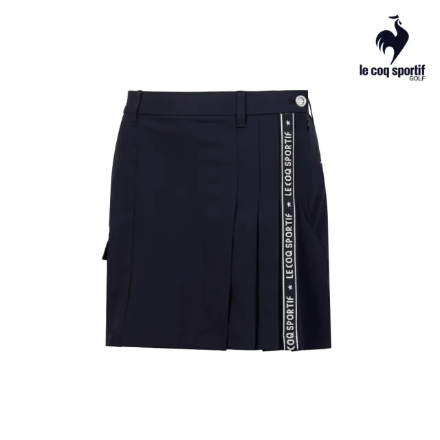 【LE COQ SPORTIF 公雞】高爾夫系列 女款藏青色特色織帶高機能防曬短褲 QLT8J950