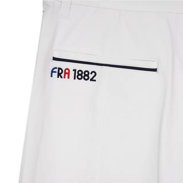 【LE COQ SPORTIF 公雞】高爾夫系列 女款白色特色織帶高機能防曬短褲 QLT8J950