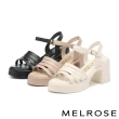 【MELROSE】美樂斯 簡約質感純色多條繫帶防水台高跟涼鞋(黑)