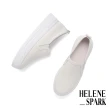 【HELENE_SPARK】簡約百搭純色全真皮厚底休閒鞋(白)