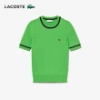 【LACOSTE】女裝-法國製 針織無縫圓領短袖毛衣(亮綠色)