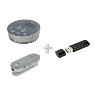 【iMage A6+Dongle+A7】USB/藍芽無線麥克風會議揚聲器+Dongle+領夾麥克風