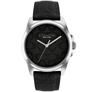 【COACH】官方授權經銷商 Gracy 浮雕C字LOGO皮帶女錶-36mm/黑 畢業 禮物(14504142)