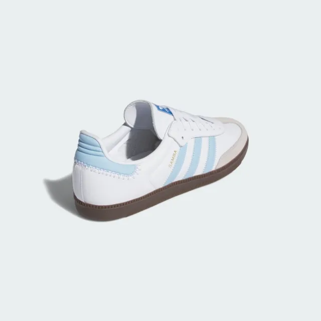 【adidas 愛迪達】SAMBA OG 運動休閒鞋(JI2003 ORIGINALS休閒鞋 白x水藍)