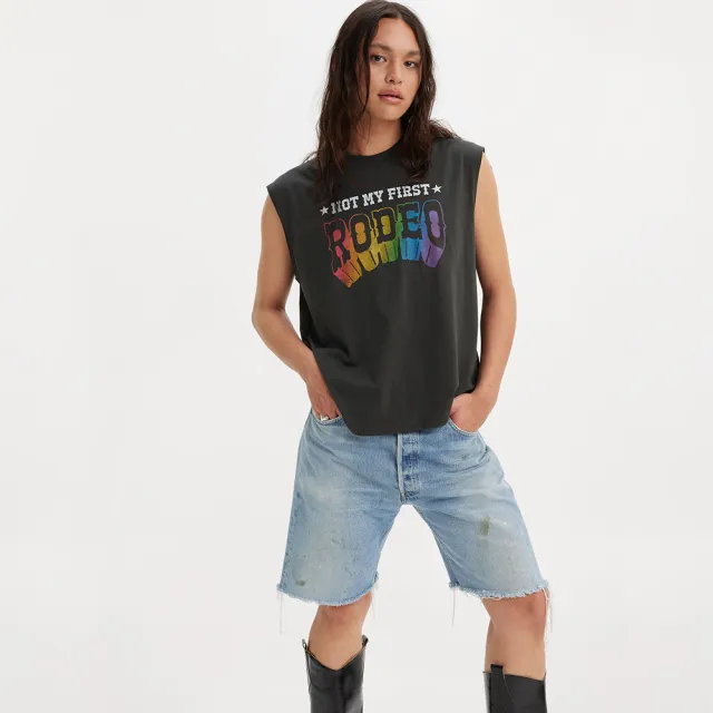 【LEVIS 官方旗艦】Pride平權系列 男女同款寬肩彩虹LOGO背心 熱賣單品 A7940-0000