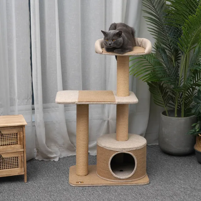 【Petpals】麻布紙繩遊憩跳台-3層(貓跳台/貓窩/貓爬架)