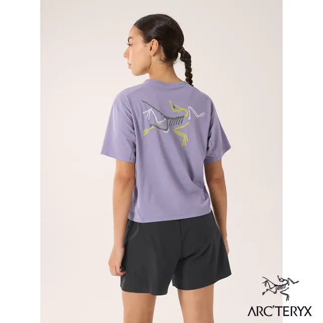 【Arcteryx 始祖鳥官方直營】女 Taema Crop Logo 快乾短袖圓領衫(藍香雜紫)