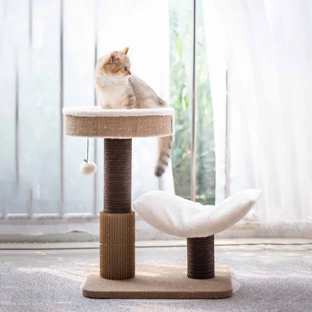 【Petpals】簡約雙柱療癒貓跳台-2層(貓跳台/貓窩/貓爬架)
