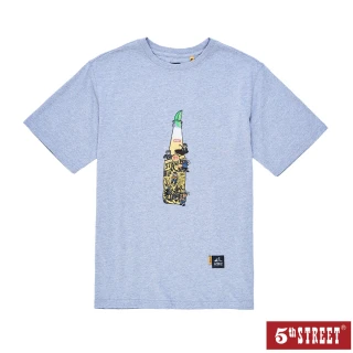 【5th STREET】男裝酒瓶泡沫發泡印花短袖T恤-灰色