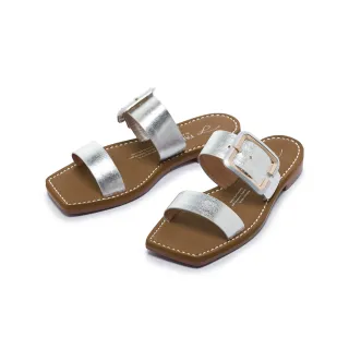 【FAIR LADY】出清品_小時光 時髦雙帶釦飾平底拖鞋(銀箔、122870)