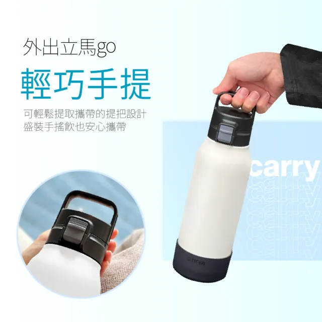 【TIGER 虎牌】大容量手提彈蓋不鏽鋼保冷瓶 1000ml(MTA-B100)