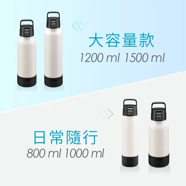 【TIGER虎牌】大容量手提彈蓋不鏽鋼保冷瓶1000ml(MTA運動水瓶/戶外登山/輕量保冰杯)
