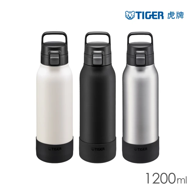【TIGER虎牌】大容量手提彈蓋不鏽鋼保冷瓶1200ml(MTA運動水瓶/戶外登山/輕量保冰杯)