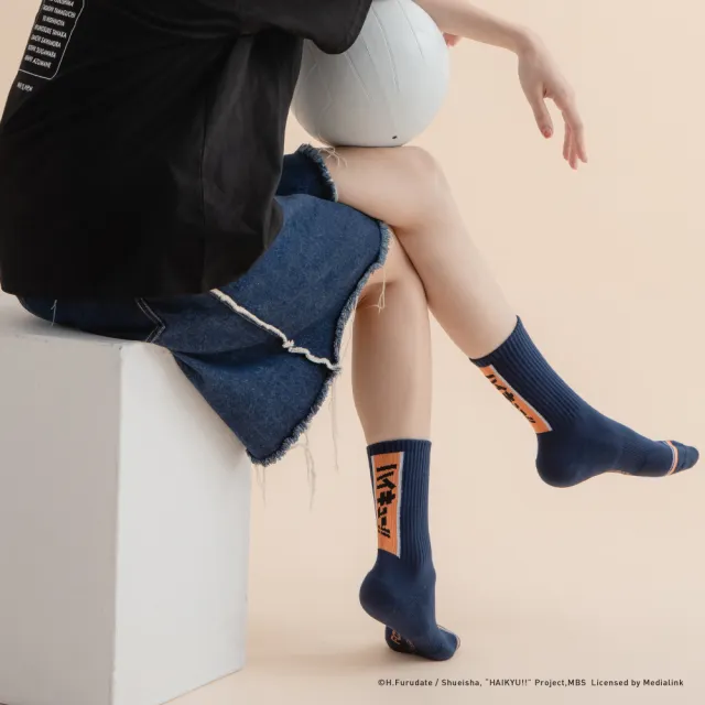 【FOOTER】排球少年!!運動高筒襪(HF02-藍)