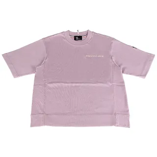 【MONCLER】MONCLER Grenoble橡膠膚色字LOGO棉質圓領短袖T恤(女款/粉紅紫)