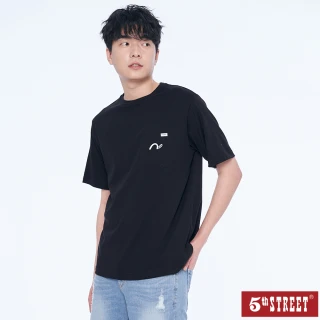 【5th STREET】男裝後樂高LOGO熱轉印短袖T恤-黑色