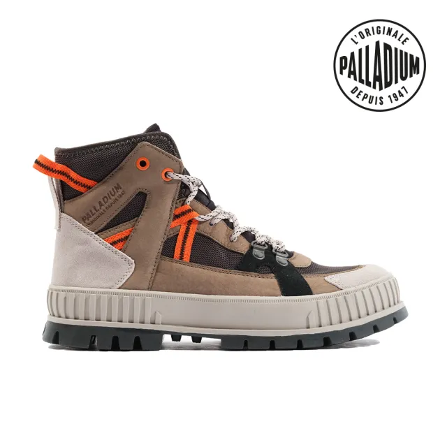 【Palladium】PALLASHOCK OUTCITY厚底拼接皮革巧克力鞋-男-棕/灰(08877-342)