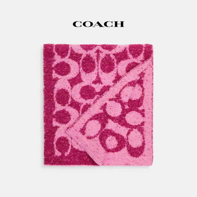 【COACH蔻馳官方直營】經典Logo圍巾-深紫紅(CM051)
