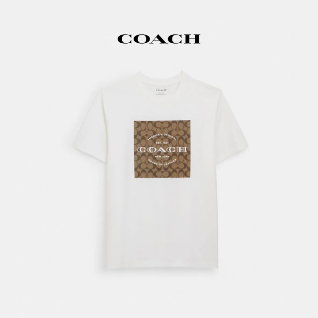 【COACH蔻馳官方直營】SQUARE經典LogoT恤-白色(CO790)