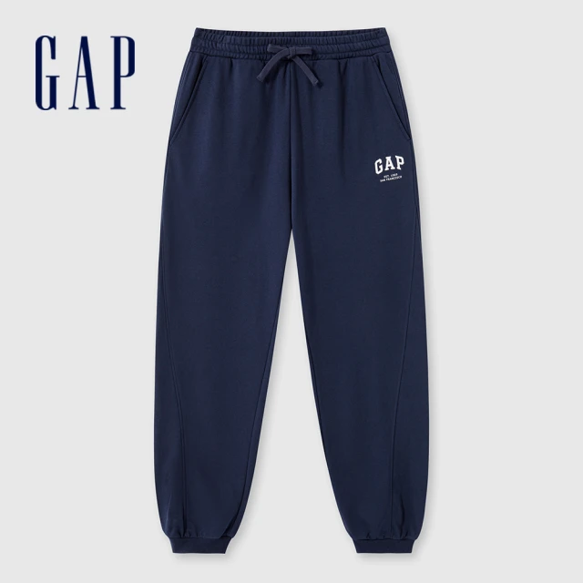 GAP 男裝 Logo抽繩束口鬆緊棉褲-海軍藍(465818)