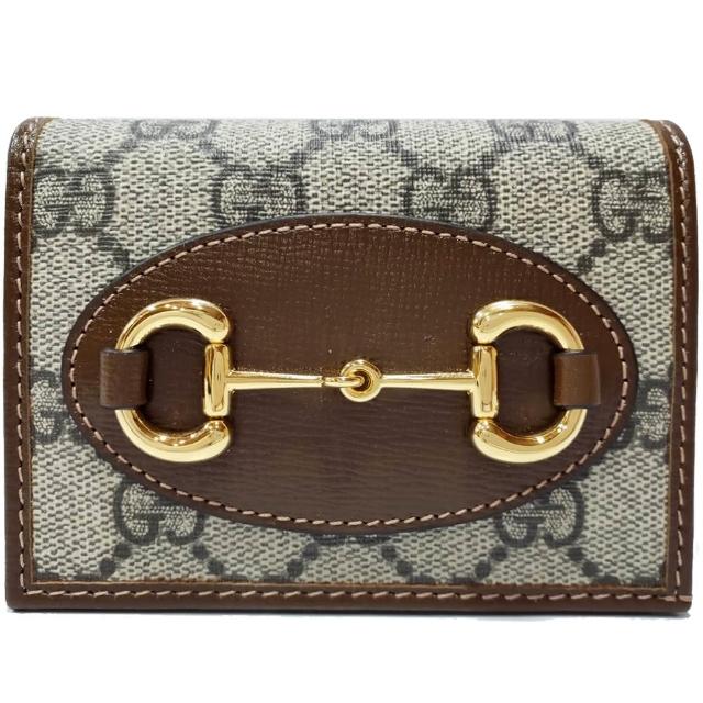 【GUCCI 古馳】621887 經典Horsebit 1955馬銜暗釦卡夾/短夾(棕色)