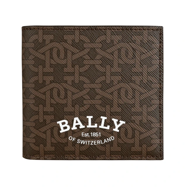 BALLY Brasai經典品牌白字LOGO印花B字TPU 8卡對折短夾(棕)