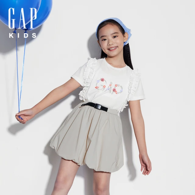 GAP 女童裝 Logo純棉圓領短袖T恤-白色(465966)